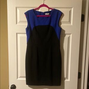 Calvin Klein Blue and Black Sheath Dress